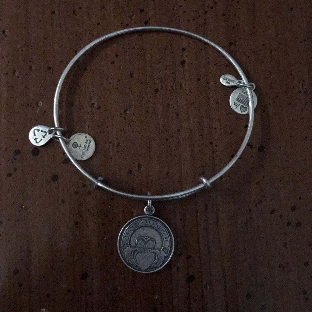 Silver Alex and Ani Claddagh Charm Bracelet